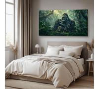 Générique Impression sur Toile Animaux Sauvages Gorille Cadre Decoration Murale Salon Jungle Forêt Tableau Mural Vert Tableaux Decoratifs Muraux Abstrait Moderne Prêt à Accrocher 80x120 cm