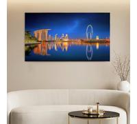 Générique Impression sur Toile Architecture Baie Grande Roue Tableau Murale | 70x50 cm - Impressions Sur Toile Horizontal Art Wall Tableaux Decoratifs Muraux Chambre Salon - Photographie Urbaine