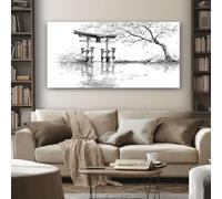 Générique Impression sur Toile Artistique Architecture Deco Murale Salon Sans Cadre Botanique Pétale Tableau Mural Noir et blanc Tableaux Decoratifs Muraux Abstrait Moderne 70x140 cm