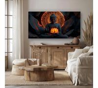 Générique Impression sur Toile Asiatique Lotus Tableau Decoration Murale Sans Cadre Traditionnel Mandala Peinture sur Toile Or et Noir Affiche Murale Moderne Salon Chambre 50x100 cm