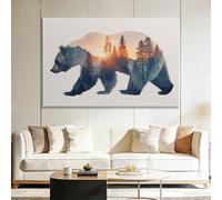 Générique Impression sur Toile Avec Cadre Animaux ours brun pin 90x60cm Tableau Decoration Murale Salon, Peinture Toiles Mural Chambre Cuisine Couloir Decoratif Maison