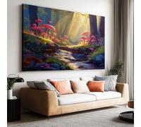 Générique Impression sur Toile avec Cadre Champignons Du Sentier Forestier 140x70cm Tableau Décoration Murale, Image Art Mural pour Salon Chambre Salle de Bain Maison, Tableau Décoratif