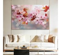 Générique Impression sur Toile avec Cadre en Bois Photo Peinture 100x75 cm Tableau Decoration Murale Chambre Salon Maison Deco Cuisine, Art Moderne Style Asiatique Sakura Rose