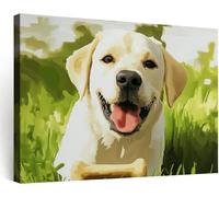 Générique Impression sur Toile avec Cadre en Bois Photo Peinture 120x80 cm Tableau Decoration Murale Salle à Manger Salon Couloir, Art Moderne Chien Labrador Animaux Abstrait
