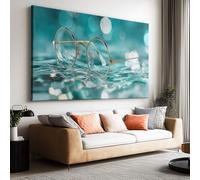 Générique Impression sur Toile avec Cadre Lunettes À Vagues À La Surface De L'Eau 70x50cm Tableau Décoration Murale, Image Art Mural pour Salon Chambre Salle de Bain Maison, Tableau Décoratif