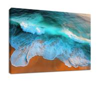 Générique Impression sur Toile avec Cadre Style Côtier - Tableau Peinture 120 x 60 cm Vert Plage Bord Mer Océan - Tableau Affiche Décoration Murale pour Salon, Chambre, Salle de Bain & Bureau