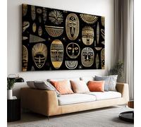 Générique Impression sur Toile Avec Cadre Symbole Africain Doré 120x80cm Tableau Decoration Murale Salon, Peinture Toiles Mural Chambre Cuisine Couloir Decoratif Maison