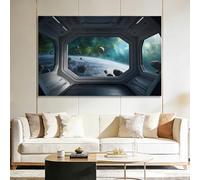 Générique Impression sur Toile avec Cadre Vaisseaux spatiaux planètes 70x50cm Tableau Décoration Murale, Image Art Mural pour Salon Chambre Salle de Bain Maison, Tableau Décoratif