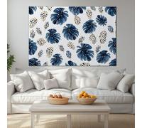 Générique Impression sur Toile Cadre Minimaliste Tropical Feuilles Imprimé Léopard, Peinture sur toile - Tableau Decoration Murale avec Cadre pour Décoration de Balcon Détente Bureau Pro 90 x 60 cm
