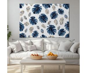 Générique Impression sur Toile Cadre Minimaliste Tropical Feuilles Imprimé Léopard, Peinture sur toile - Tableau Decoration Murale avec Cadre pour Décoration de Balcon Détente Bureau Pro 100 x 75 cm