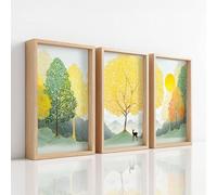 Générique Impression sur Toile Decoration Murale Peinture 21 x 29.7 cm Tableaux Art Décoratif Muraux Décoration per Salon Chambre Salle de Bain (Plantes Forêt Cerf Automne, Jaune Citron)