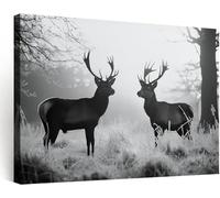 Générique Impression Sur Toile Encadrée Nature Paysage, Tableau sur toile Cadre Forêt Animaux Cerf Art Mural Peintures Murale Decoration Salon Chambre Enfant Salle de Bain 120 x 60 cm