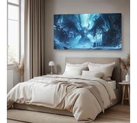 Générique Impression sur Toile Fantastique dragon Cadre Decoration Murale Salon Hiver grotte glacée Tableau Mural Bleu Tableaux Decoratifs Muraux Abstrait Moderne Prêt à Accrocher 80x120 cm