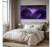 Générique Impression sur Toile Fantastique Dragon Cadre Decoration Murale Salon Mystique Fumée Tableau Mural Violet Tableaux Decoratifs Muraux Abstrait Moderne Prêt à Accrocher 80x120 cm