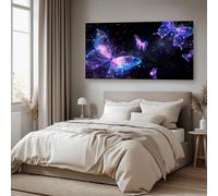 Générique Impression sur Toile Fantastique papillon Cadre Decoration Murale Salon Coloré étoiles Tableau Mural Violet Tableaux Decoratifs Muraux Abstrait Moderne Prêt à Accrocher 80x120 cm