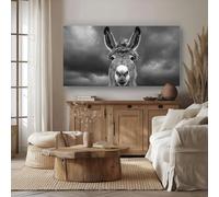 Générique Impression sur Toile Ferme Âne Tableau Decoration Murale Sans Cadre Classique Portrait Peinture sur Toile Noir et blanc Affiche Murale Moderne Salon Chambre 50x100 cm