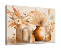 Générique Impression sur Toile Moderne Affiche Peinture, Tableau Decoration Murale avec Marron Vase Plante Feuilles, pour Chambre, Salon, Cuisine Intérieure Décor 40 x 30 cm