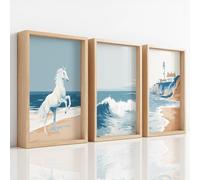 Générique Impression sur Toile Murale Peinture 40 x 60 cm - Côtier Électique Océan Plage Blanc Étalon Phare - Tableaux Art Muraux Décoration - Pour Salon Ferme Restaurant Salle de Bain