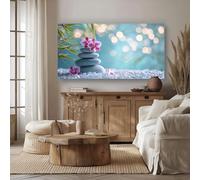 Générique Impression sur Toile Naturel Pierre Deco Murale Salon Sans Cadre Botanique Orchidée Tableau Mural Bleu Rose Tableaux Decoratifs Muraux Abstrait Moderne 70x140 cm