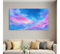 Générique Impression sur Toile Rêveur 120 x 60 cm Cadre en Bois Tableau Affiche Décoration Murale - Bleu Nébuleuse Nuage Ciel Étoilé pour Salon, Chambre, Couloir & Salle de Bain, Déco Maison