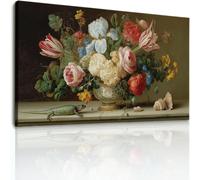 Générique Impression sur Toile Tableau Decoration Murale 100x50 cm, Classique Fleurs Vase Affiche Decoration Murale Sans Cadre, Decoratifs Muraux Rétro Glamour Multicolore Salon Chambre Cuisine