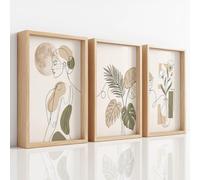 Générique Impression sur Toile Tableaux Decoratifs Muraux Déco Moderne Boho 42 x 59.4 cm Decoration Murale Peinture, Minimaliste Femme Ligne Feuille De Palmier Botanique Élégant, Pour Chambre Maison