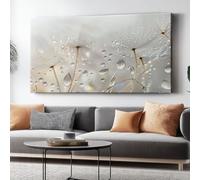 Générique Impressions sur toile Aquarelle Pissenlits Gouttes D'Eau, Blanc Décorations Murales sur Toile pour Salon et Chambre, Prêt à accrocher (Sans Cadre), 70 x 50 cm
