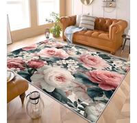 Générique Imprimé De Roses Romantiques Antidérapants Tapis Chambre Moderne 120x180 cm Rose Lavable en Machine Tapis Salon Doux à Poil Court Décoration Maison - Nettoyage Facile