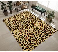 Générique Imprimé Léopard Tapis Couloir Interieur 60x110cm Moderne Jaune Lavable Antidérapant, Poils Ras Doux Tapis Décoration Moderne pour Chambre Salon Coucher,Cuisine, Salle à Manger 1H380