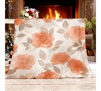 Générique Imprimé Rose Orange Polaire Sherpa Couverture Plaids pour Adultes et Enfants 130x180 cm Couleur Claire Jeté de Canapé Flanelle Chaude et Douce pour Hiver, Couverture lit 1 Personnes