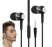 Générique in-Ear Headphones, Wired Earphones with Microphone, 120cm/3.94 Feet 3.5mm Jack Noise Cancelling Design, 1 Pair Black for Workout School Studio Recording Travel Music Thermoplastic Elastomer