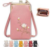 Générique Indefinitet/Declrationun Women Sling Cross-Body Wallet Purse with Phone Holder, Forever Savour Embroidered Leather Gift (E)