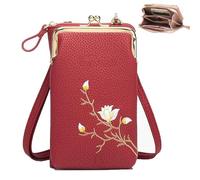 Générique Indefinitet Women Sling Cross-Body Wallet, Crossbody Bags for Women, with Mobile Cell Phone Holder, for Outdoor Travel (Red)