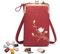 Générique Indefinitet Women Sling Cross-Body Wallet with Mobile Cell Phone Holder, Crossbody Bags for Women Travel (Red)