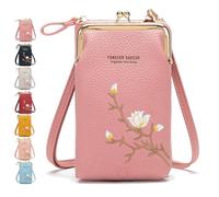 Générique Indefinitet Women Sling Cross-Body Wallet, with Mobile Cell Phone Holder, Crossbody Bags for Women Travel (Pink)