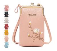 Générique Indefinitet Women Sling Cross-Body Wallet, with Mobile Cell Phone Holder, Crossbody Bags for Women Travel (Light pink)