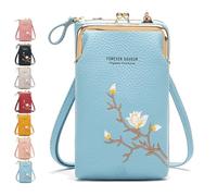Générique Indefinitet Women Sling Cross-Body Wallet, with Mobile Cell Phone Holder, Crossbody Bags for Women Travel (Blue)
