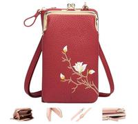 Générique Indefinitet Women Sling Cross-Body Wallet with Mobile Cell Phone Holder, Separate Zipper Pocket Crossbody Bag for Women Travel (wine red)