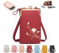 Générique Indefinitet Women Sling Cross-Body Wallet with Mobile Cell Phone Holder, Small Crossbody Purses for Women (red)