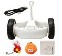 Générique Indoor Cat Toy Car - Rechargeable with LED Red Light | Indoor Cat Toy Automatic Moving Small Medium Large Breeds Living Room Yard Backyard Courtyard
