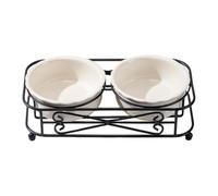 Générique Indoor Outdoor Cat Bowl - Ergonomic Kitten Bowls, 30x15x8.8cm Pet Bowl with Raised Frame Stability, Sturdy Ceramic Pet Feeder, Pets Supply Feeding Bowls, Mealtime Cat Item for Animals