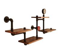 Générique Industrial Kitchen Wall Shelf - 4 Tier Vintage Style Black Water Pipe Design for Living Room, Bedroom, and Kitchen