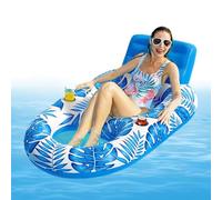 Générique Inflatable Lounge Chair Float, 160x120x70cm Lounger Floating Chair with Cup Holder, Leak-Proof Recliner Water Float Raft, Multifunctional for Garden Backyard Party, Pool Beach Party