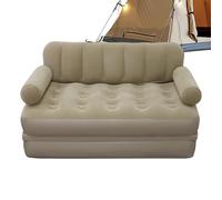 Générique Inflatable Sofa Bed - Portable Blow Up Couch | PVC + Velvet Material, Folding Size 100x150x90cm, Expanded Size 190x150x65cm, Khaki Color, 300kg Load Bearing, Camping Outdoor Travel Patio