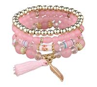 Générique Inoxydable Et Naturelle Bracelets Bracelet Bijoux String Beaded Bracelet Multi Color Bridesmaid Accessories 2 Valentin Bracelet Anneaux (Pink, One Size)