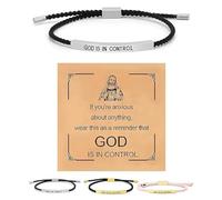 Générique Inspire Bracelet “God is in control”, God Is in Control Bracelet, Stainless Steel Adjustable Christian Faith Handmade Letter Braided Bracelets, Engraving Gifts Jewelry (Silver)