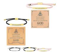 Générique Inspire Bracelet “God is in control”, God Is in Control Bracelet, Stainless Steel Adjustable Christian Faith Handmade Letter Braided Bracelets, Engraving Gifts Jewelry (Gold+Pink)