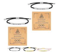 Générique Inspire Bracelet “God is in control”, God Is in Control Bracelet, Stainless Steel Adjustable Christian Faith Handmade Letter Braided Bracelets, Engraving Gifts Jewelry (2pcs Silver)
