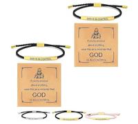Générique Inspire Bracelet “God is in control”, God Is in Control Bracelet, Stainless Steel Adjustable Christian Faith Handmade Letter Braided Bracelets, Engraving Gifts Jewelry (2pcs Gold)