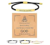Générique Inspire Bracelet “God is in control”, God Is in Control Bracelet, Stainless Steel Adjustable Christian Faith Handmade Letter Braided Bracelets, Engraving Gifts Jewelry (Gold)